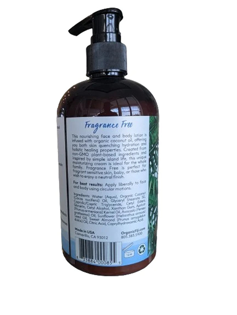 Coconut Infused Fragrance-Free Face and Body Lotion - 12 Oz
