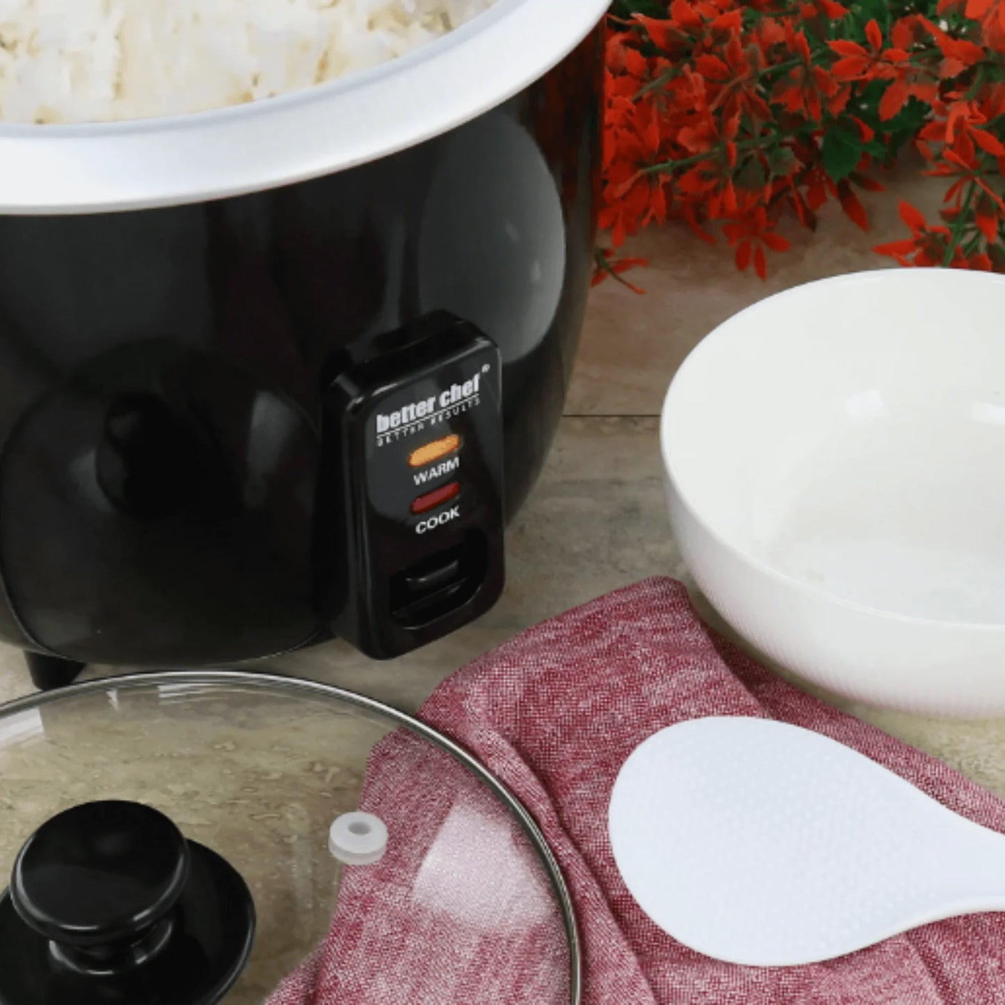 Better Chef 8-Cup Rice Cooker with Measuring Cup and Paddle, Capacity up to 16 Cups Cooked Rice
