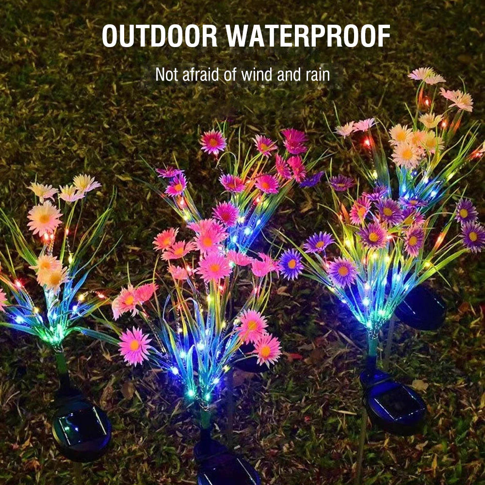 LED Solar Garden Stake Lights - Waterproof Outdoor Floral Decoration for Patios and Yards