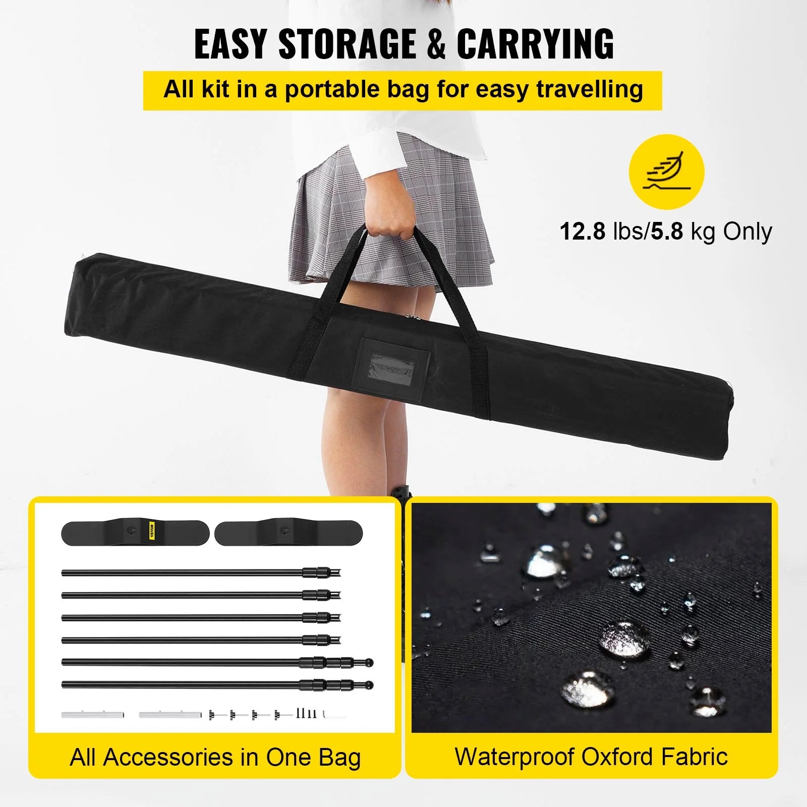 VEVOR 8' x 8' Adjustable Telescopic Backdrop Banner Stand - Retractable Step and Repeat Display with Carrying Bag
