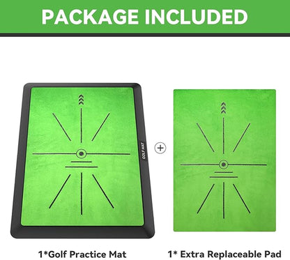 Golf Hitting Mat | Professional Golf Training Mat for Swing Path Feedback and Detection | 16" x 12" Extra Replaceable Practice Mat with Advanced Guides and Rubber Backing for Indoor and Outdoor Use