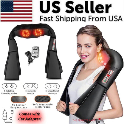 Shiatsu Deep Tissue 3D Kneading Pillow Massager for Back, Neck, and Shoulders with Heat Function