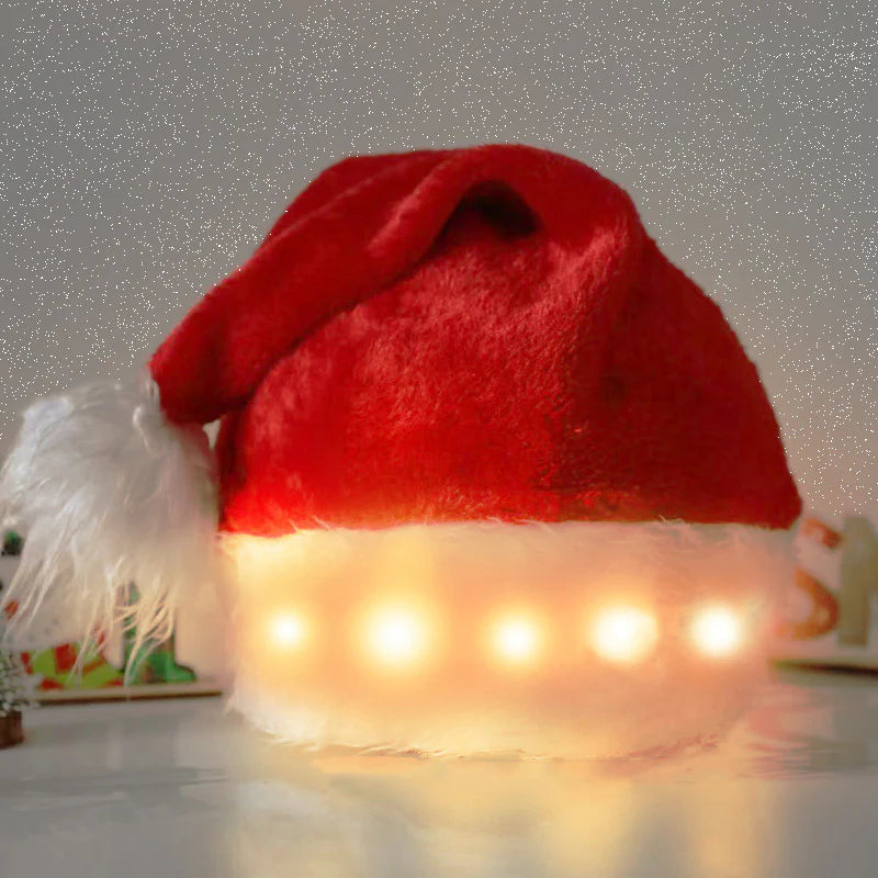 Luminous LED Santa Hat for Christmas - Plush Holiday Decor for Children and Adults