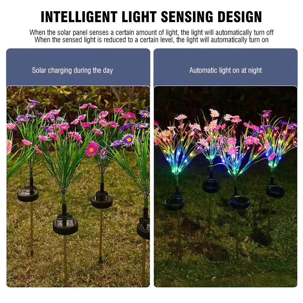 LED Solar Garden Stake Lights - Waterproof Outdoor Floral Decoration for Patios and Yards
