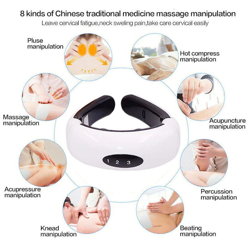 Electric Cervical Pulse Neck Massager with Magnetic Therapy for Muscle Relaxation - USA Edition