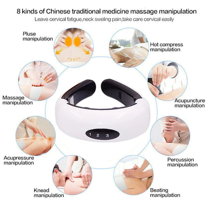 Electric Cervical Pulse Neck Massager with Magnetic Therapy for Muscle Relaxation - USA Edition