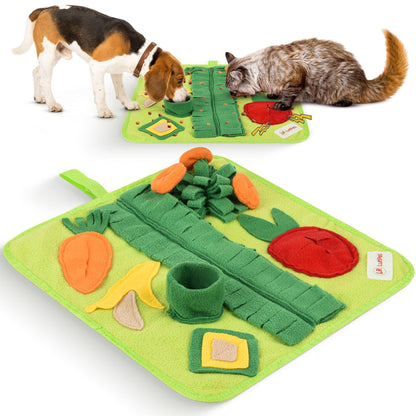 Soft Foraging Snuffle Mat for Small Pets - 19x19 Inch Washable Anti-Slip Puzzle Toy for Dogs, Cats, Rabbits, Guinea Pigs, and Hamsters (Medium)