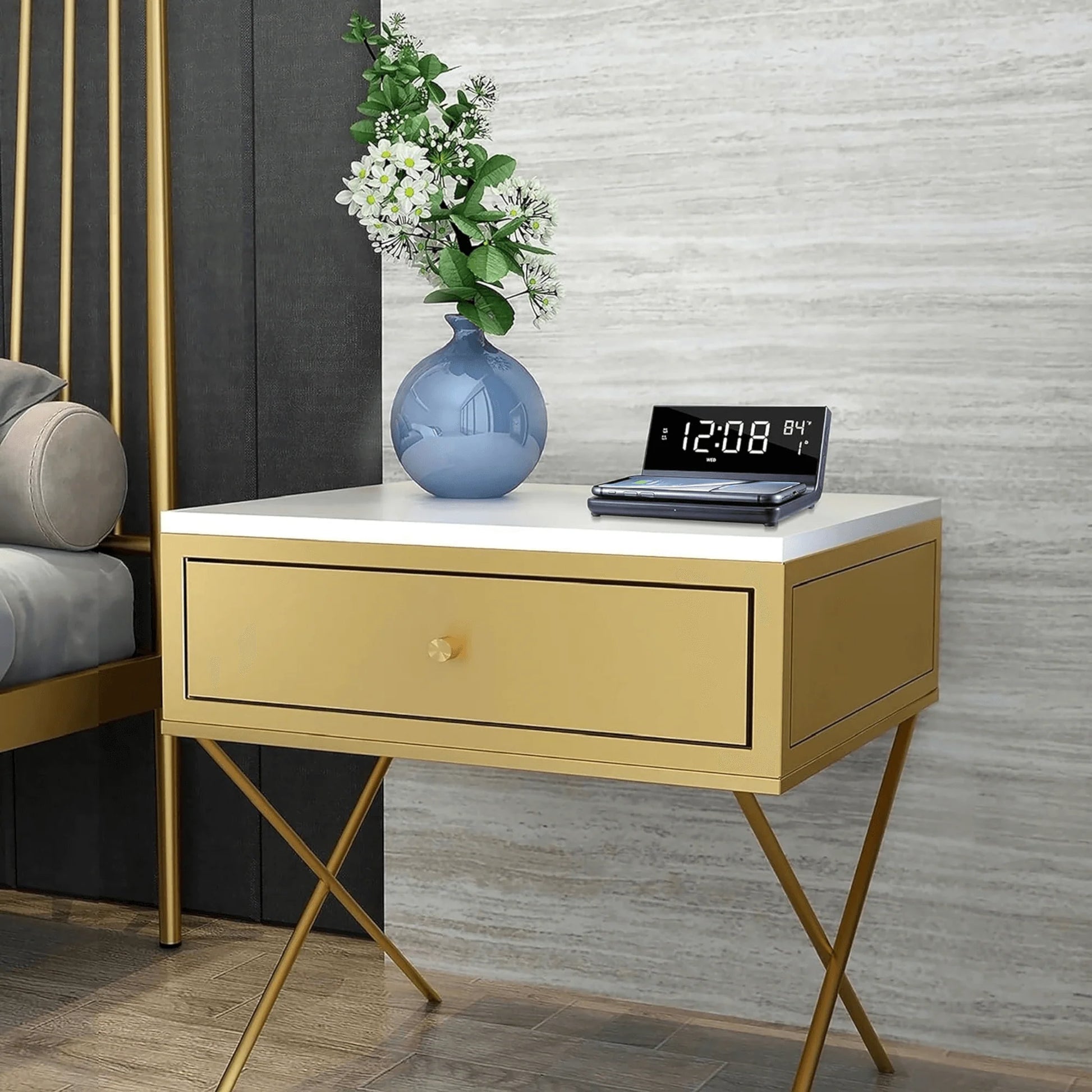 Supersonic Dual Alarm Clock with Integrated 2-In-1 Wireless Charger