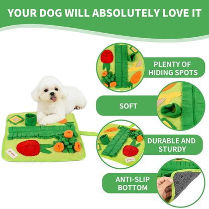 Soft Foraging Snuffle Mat for Small Pets - 19x19 Inch Washable Anti-Slip Puzzle Toy for Dogs, Cats, Rabbits, Guinea Pigs, and Hamsters (Medium)