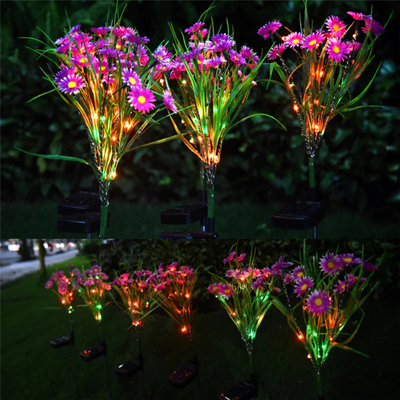 LED Solar Garden Stake Lights - Waterproof Outdoor Floral Decoration for Patios and Yards