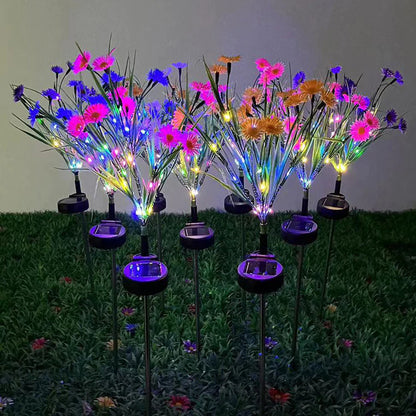 LED Solar Garden Stake Lights - Waterproof Outdoor Floral Decoration for Patios and Yards
