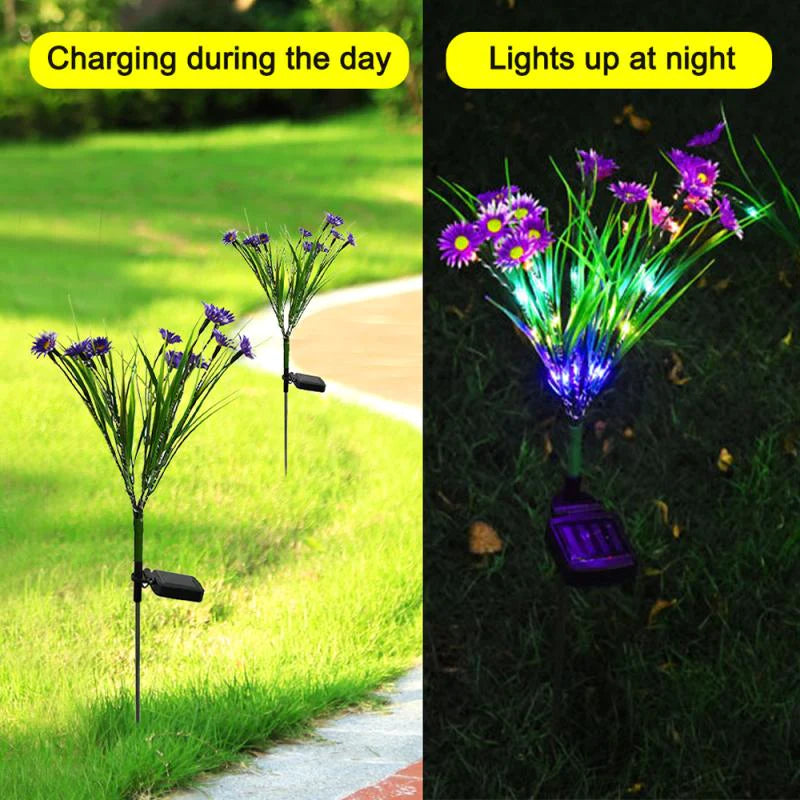 LED Solar Garden Stake Lights - Waterproof Outdoor Floral Decoration for Patios and Yards