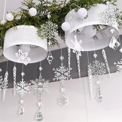 10-Piece Acrylic Ice Strip Snow Hanging Ornaments for Christmas Tree and Home Decor