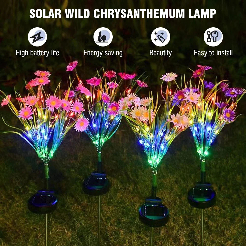 LED Solar Garden Stake Lights - Waterproof Outdoor Floral Decoration for Patios and Yards