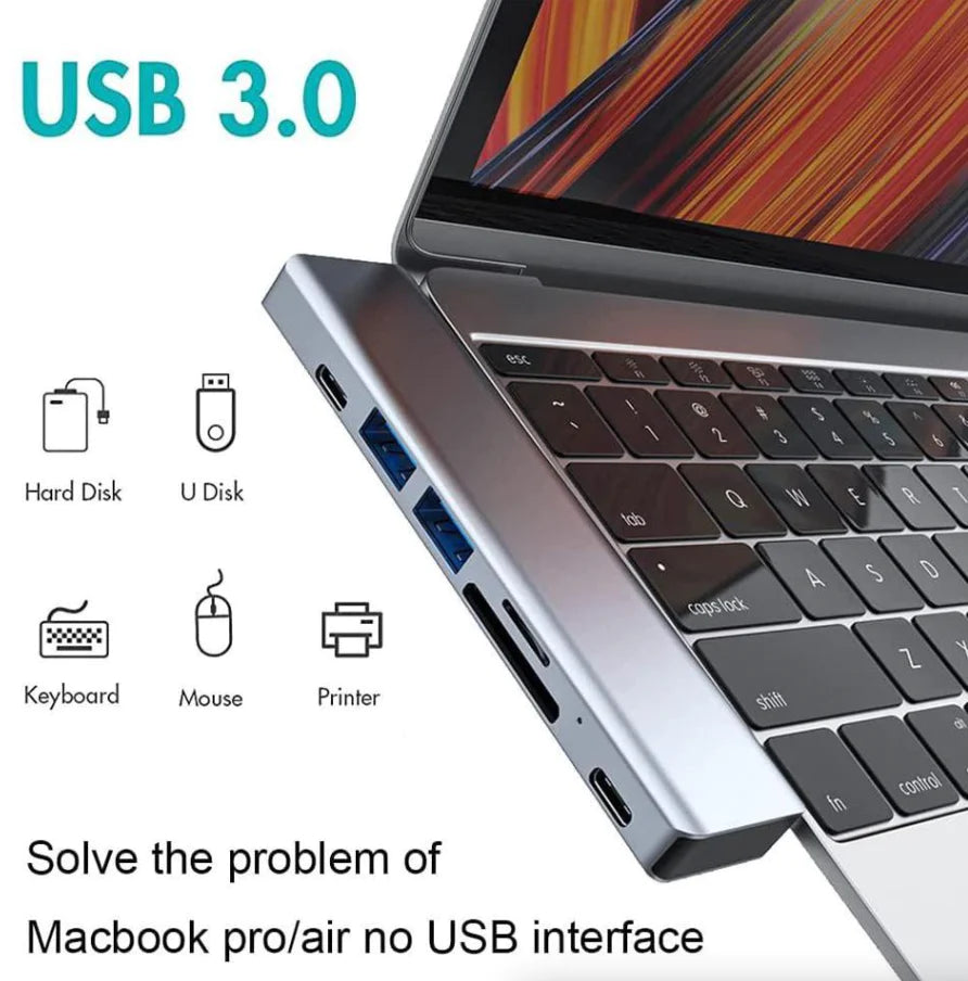 USB-C Multiport Hub with 4K HDMI Adapter for MacBook Pro/Air