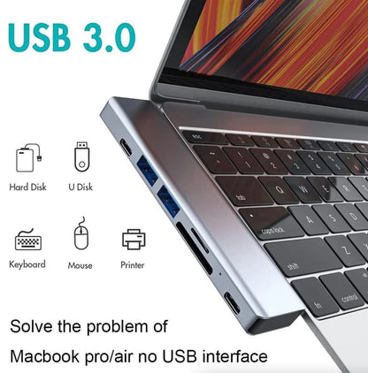USB-C Multiport Hub with 4K HDMI Adapter for MacBook Pro/Air