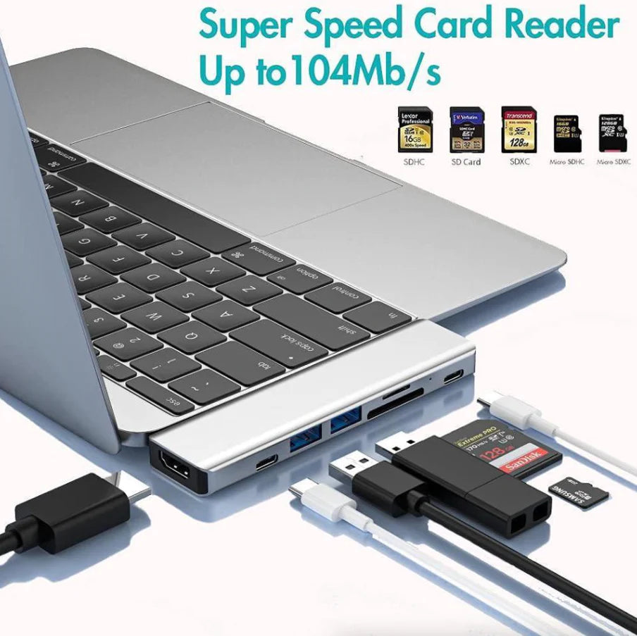 USB-C Multiport Hub with 4K HDMI Adapter for MacBook Pro/Air