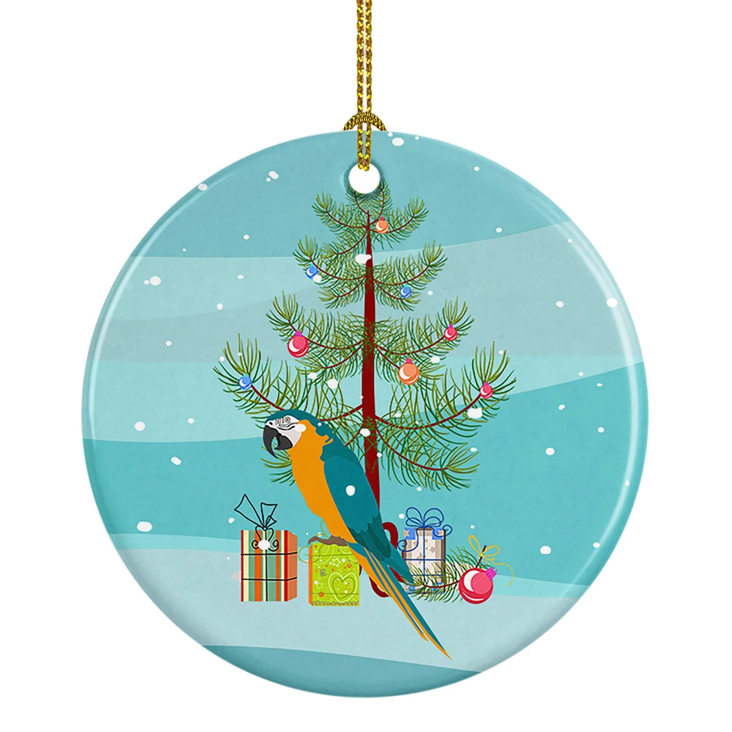 Macaw Christmas Ceramic Ornament
