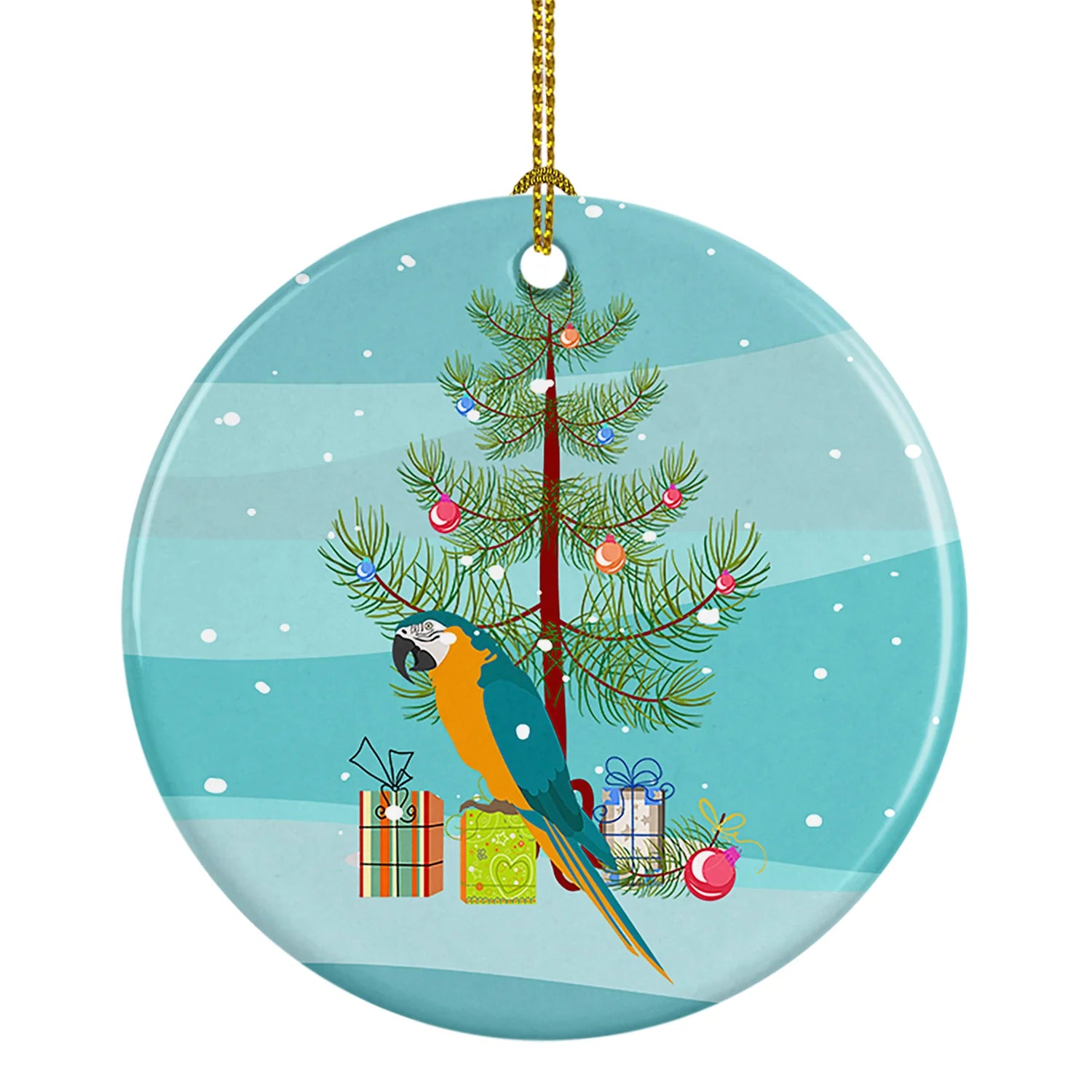 Macaw Christmas Ceramic Ornament