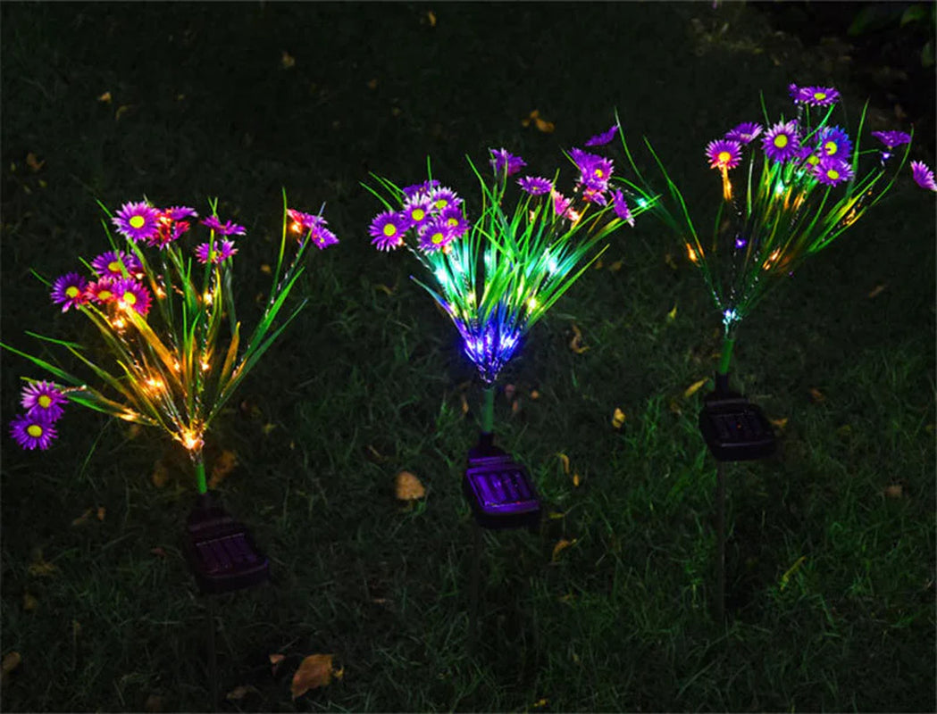LED Solar Garden Stake Lights - Waterproof Outdoor Floral Decoration for Patios and Yards