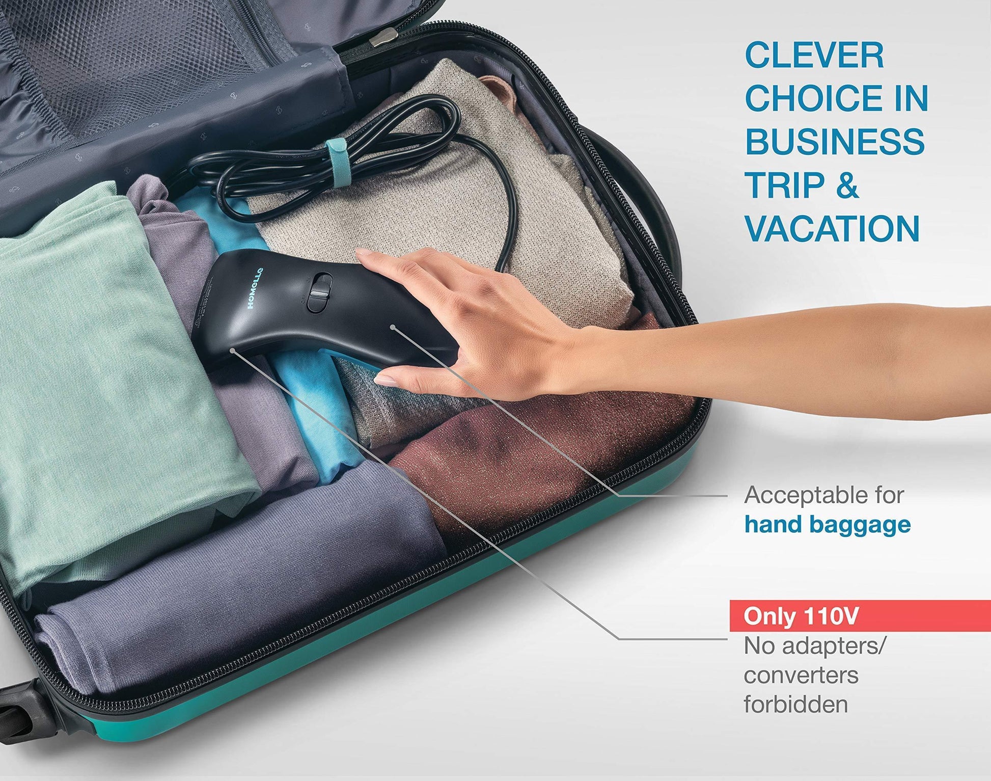 Handheld Travel Steamer for Clothes - Mini Portable Fabric Steamer with 120ml Water Tank, 950W Power, 25 Seconds Fast Heat-Up, and Anti-Leak Ironing Pump System - 360° Versatility