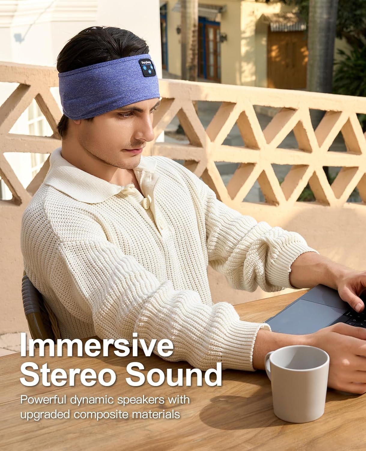 Perytong Sleep Headphones, Bluetooth Sports Headband Headphones with Ultra-Thin HD Stereo Speakers Perfect for Sleeping,Workout,Jogging,Yoga,Insomnia, Air Travel, Meditation