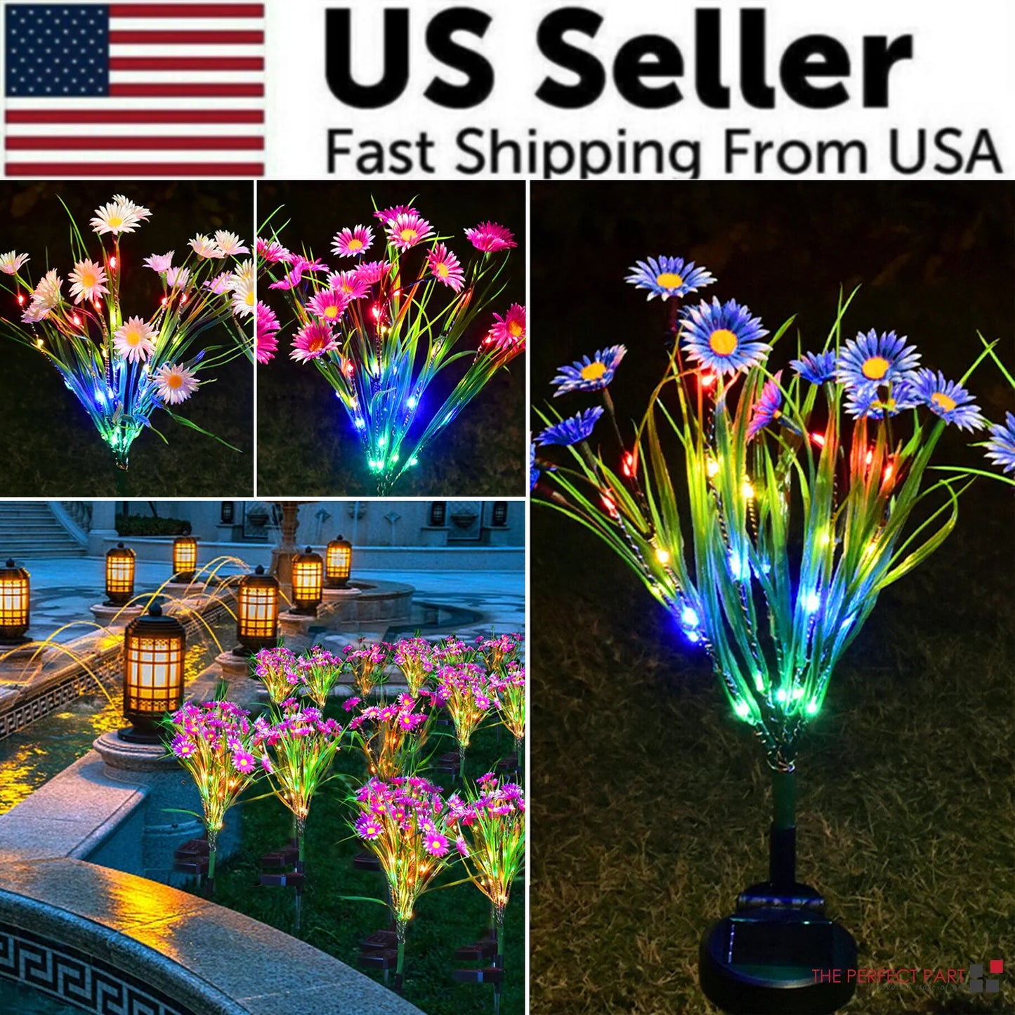 LED Solar Garden Stake Lights - Waterproof Outdoor Floral Decoration for Patios and Yards