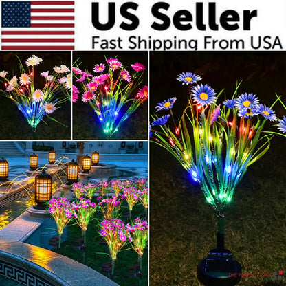 LED Solar Garden Stake Lights - Waterproof Outdoor Floral Decoration for Patios and Yards