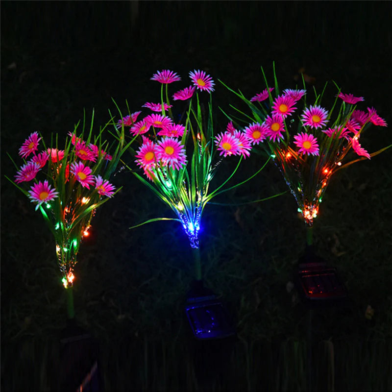 LED Solar Garden Stake Lights - Waterproof Outdoor Floral Decoration for Patios and Yards