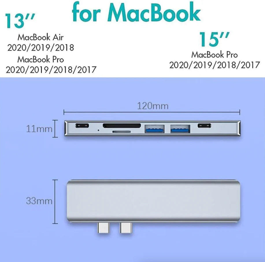 USB-C Multiport Hub with 4K HDMI Adapter for MacBook Pro/Air