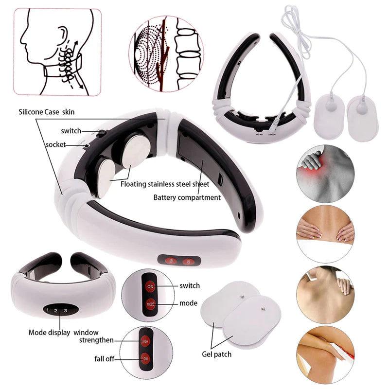 Electric Cervical Pulse Neck Massager with Magnetic Therapy for Muscle Relaxation - USA Edition