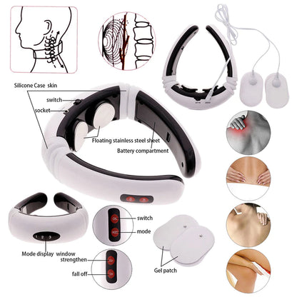 Electric Cervical Pulse Neck Massager with Magnetic Therapy for Muscle Relaxation - USA Edition