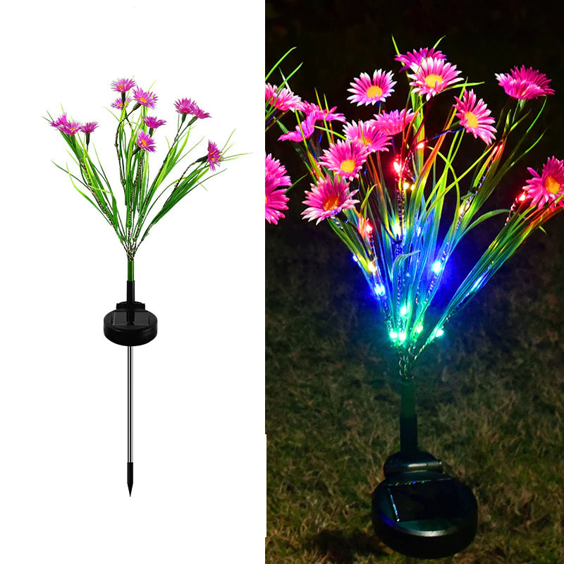 LED Solar Garden Stake Lights - Waterproof Outdoor Floral Decoration for Patios and Yards
