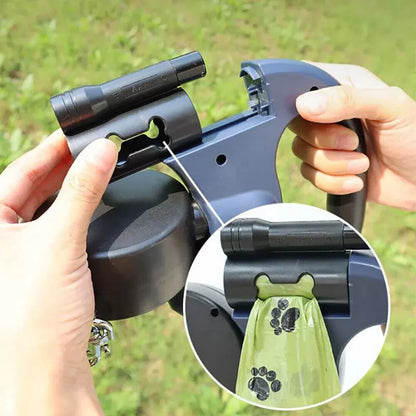 Dual Pet Retractable Leash with Reflective Features and 360-Degree Swivel for Double Dog Walking