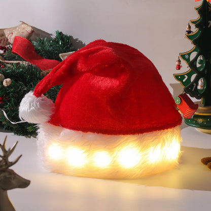 Luminous LED Santa Hat for Christmas - Plush Holiday Decor for Children and Adults