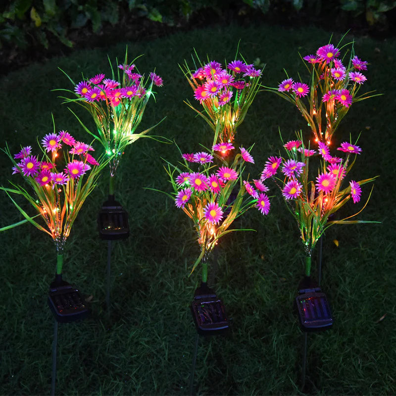LED Solar Garden Stake Lights - Waterproof Outdoor Floral Decoration for Patios and Yards