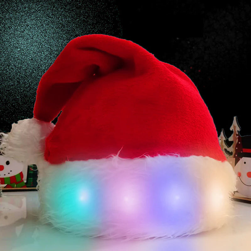 Luminous LED Santa Hat for Christmas - Plush Holiday Decor for Children and Adults