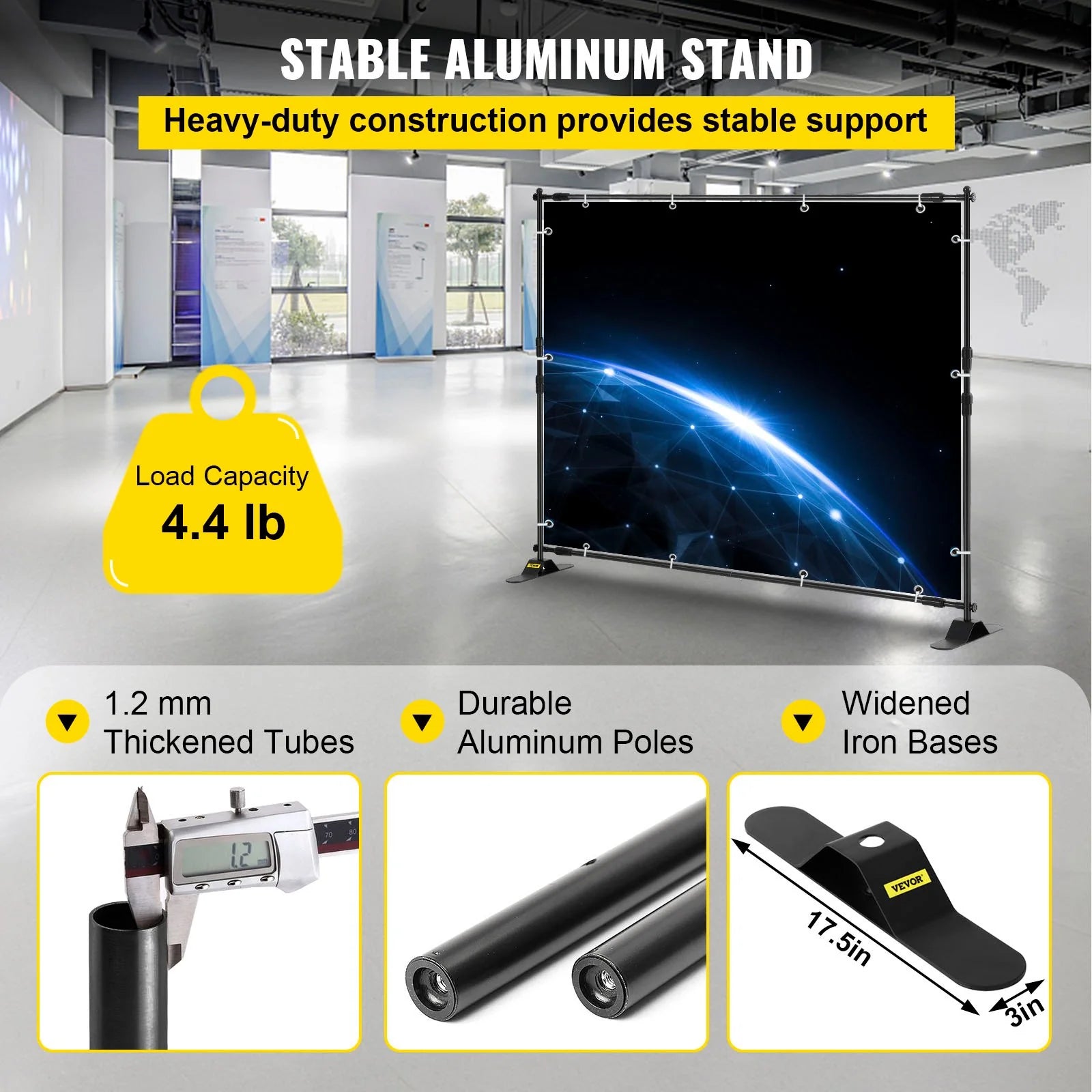 VEVOR 8' x 8' Adjustable Telescopic Backdrop Banner Stand - Retractable Step and Repeat Display with Carrying Bag