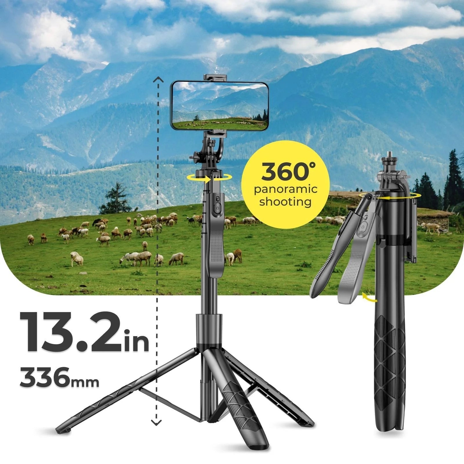 Professional Phone Tripod and Selfie Stick with Remote Control and 3W LED Light, Universal Mount for iPhone, Android, and GoPro - Ideal for Recording and Streaming