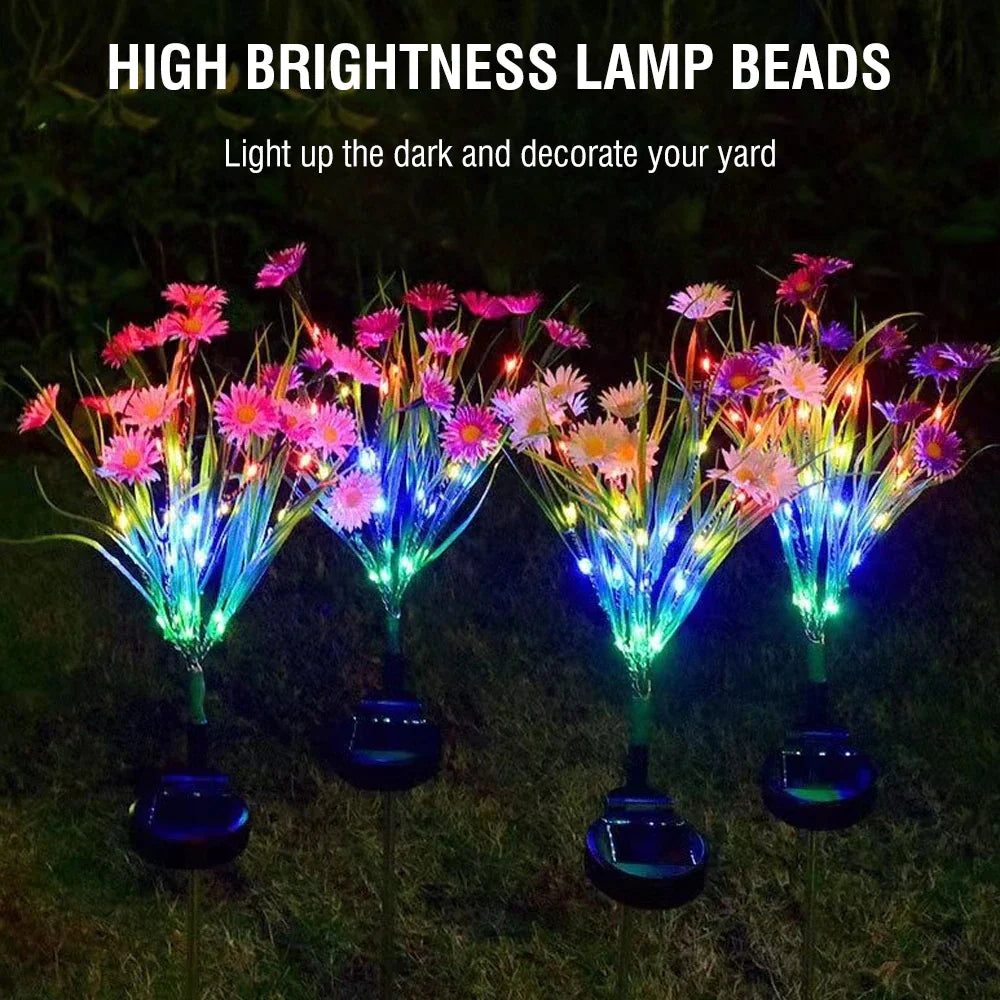 LED Solar Garden Stake Lights - Waterproof Outdoor Floral Decoration for Patios and Yards
